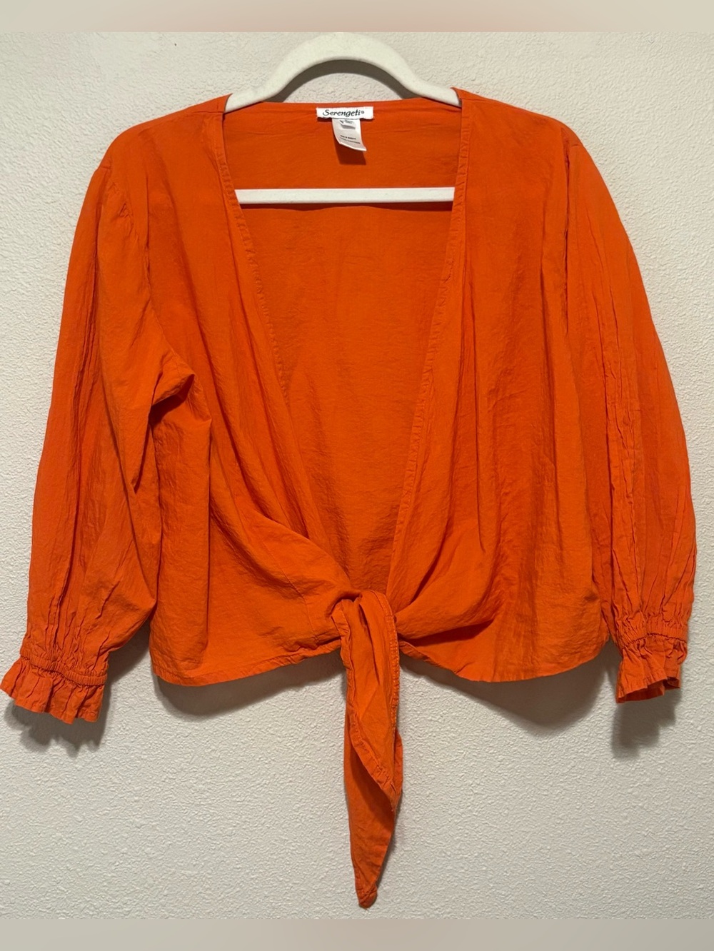 Serengeti Vibrant Orange Tie-Front Blouse